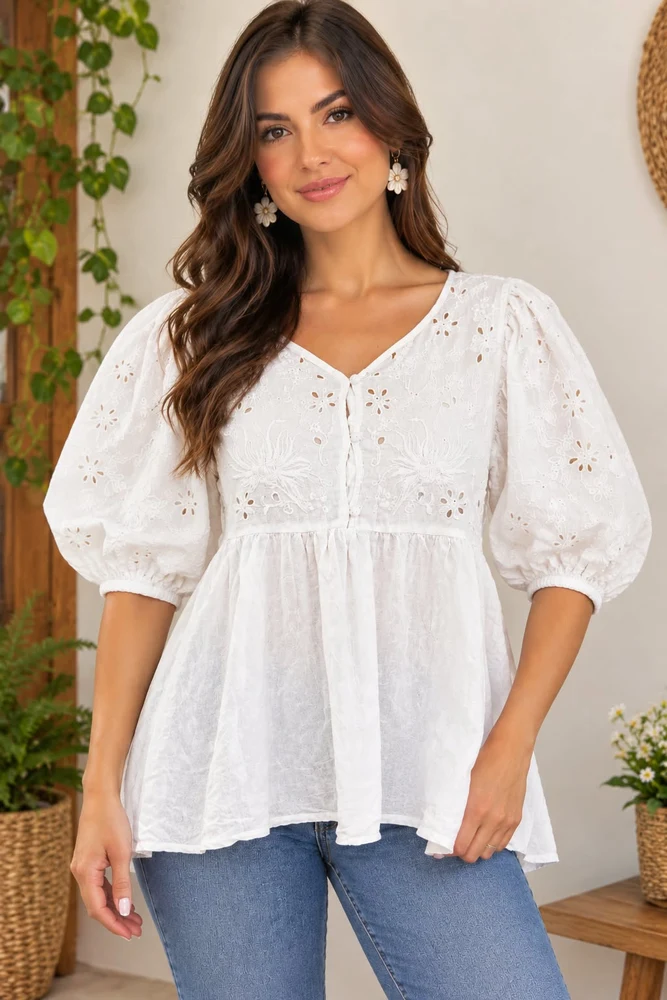 Blusa Branca Bordada Zara