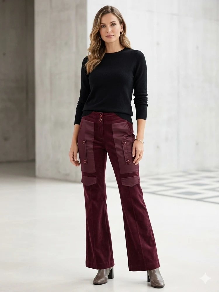 Calça Flare Bordô Cargo
